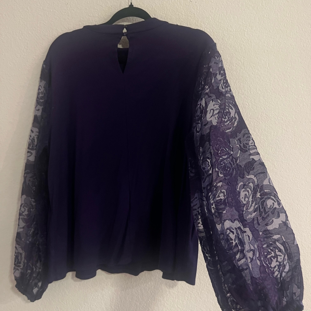 Cato Purple Women's Blouse with Lace Sleeves - Picture 1 of 6